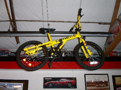 [BMX bike with corvette name painted on bike frame.]